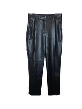 Aritzia Babaton black faux leather straight leg pant size 6